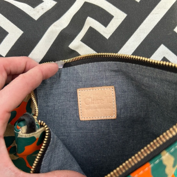 Clare V Leopard Print Clutch in Green and Orange - Picture 8 of 9